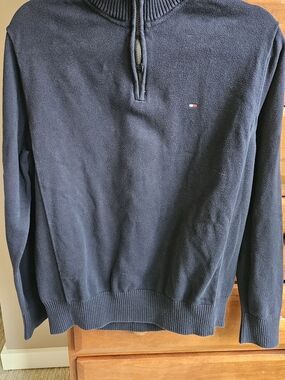 Tommy Hilfiger Navy Zip-Up Half-Smock Sweater